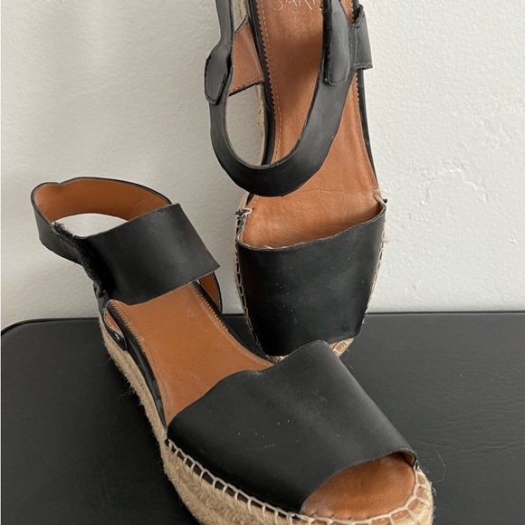 Sarto by Franco Sarto Black Leather Espadrille A-Oak Leather SZ 8.5 - Picture 2 of 4